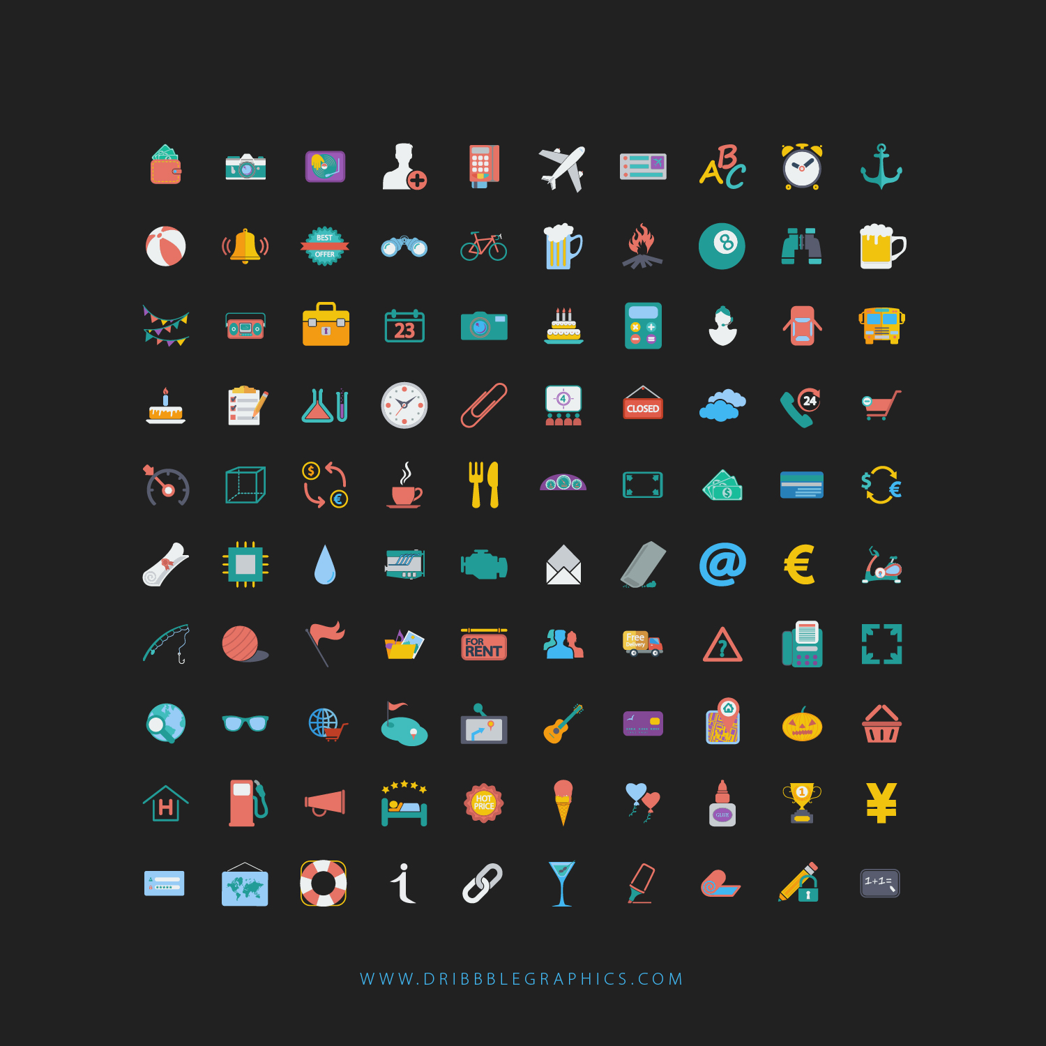 100 Free Colorful Web Design Icons | Dribbble Graphics