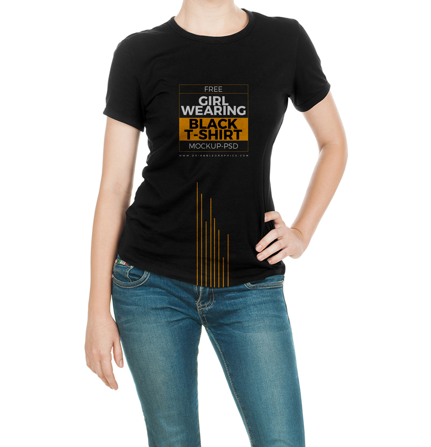 Free-Girl-Wearing-Black-T-Shirt-Mock-up-Psd