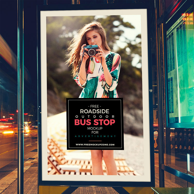 Free-Roadside-Outdoor-Bus-Stop-Billboard-MockUp-For-Advertisement