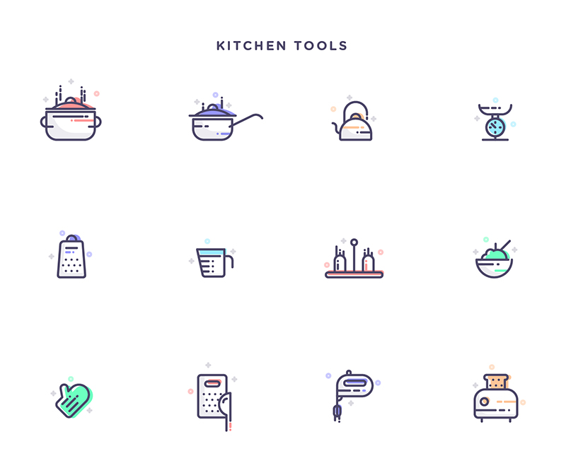 Free-Instruments,-Transportation-&-Kitchen-Tools-Icons-Set-2