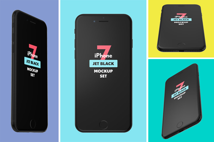 Free-iPhone-7-Jet-Black-Mockup-Set