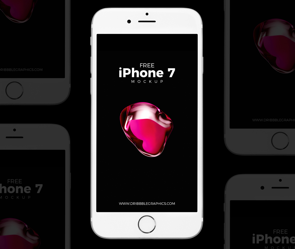 Download Free iPhone 7 Mockup PSD For Presentation | Dribbble Graphics PSD Mockup Templates