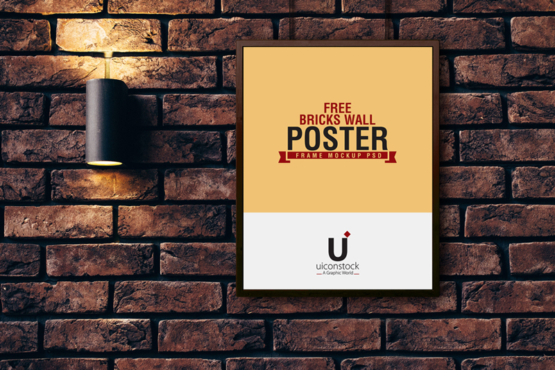 Free-Bricks-Wall-Hanging-Poster-Frame-Mockup-PSD-Template