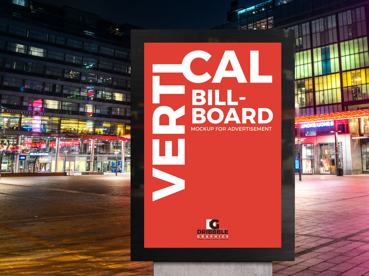 Free vertical billboard mockup information