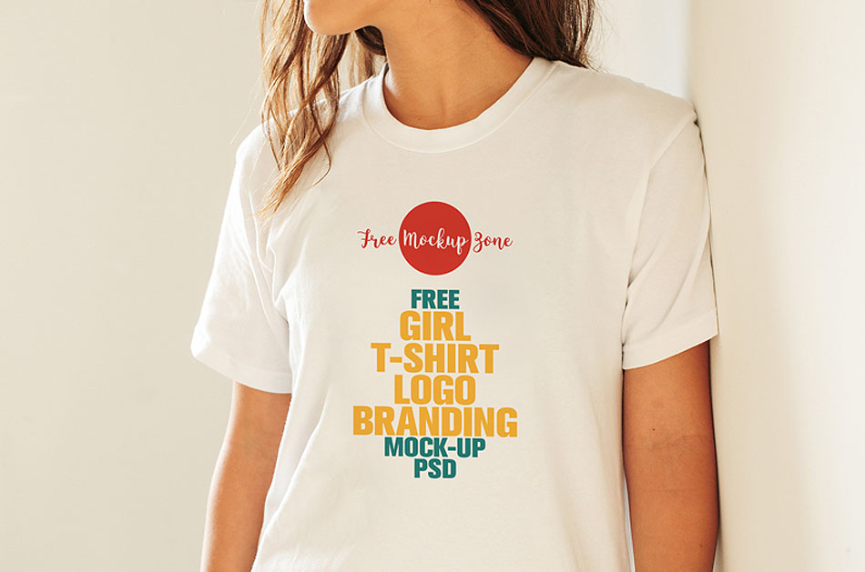Girl-T-Shirt-Logo-Branding-Free-MockUp-Psd