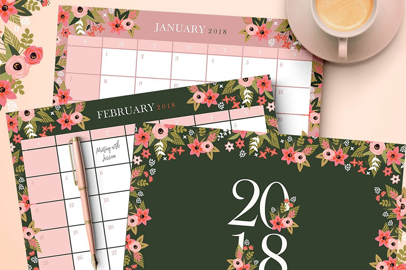 2018-Floral-Calendar-&-Planners