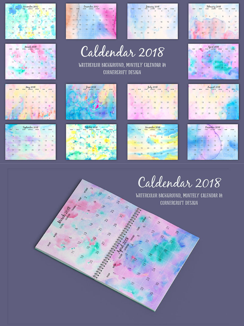 2018-Printable-Calendar-Monthly-Watercolor