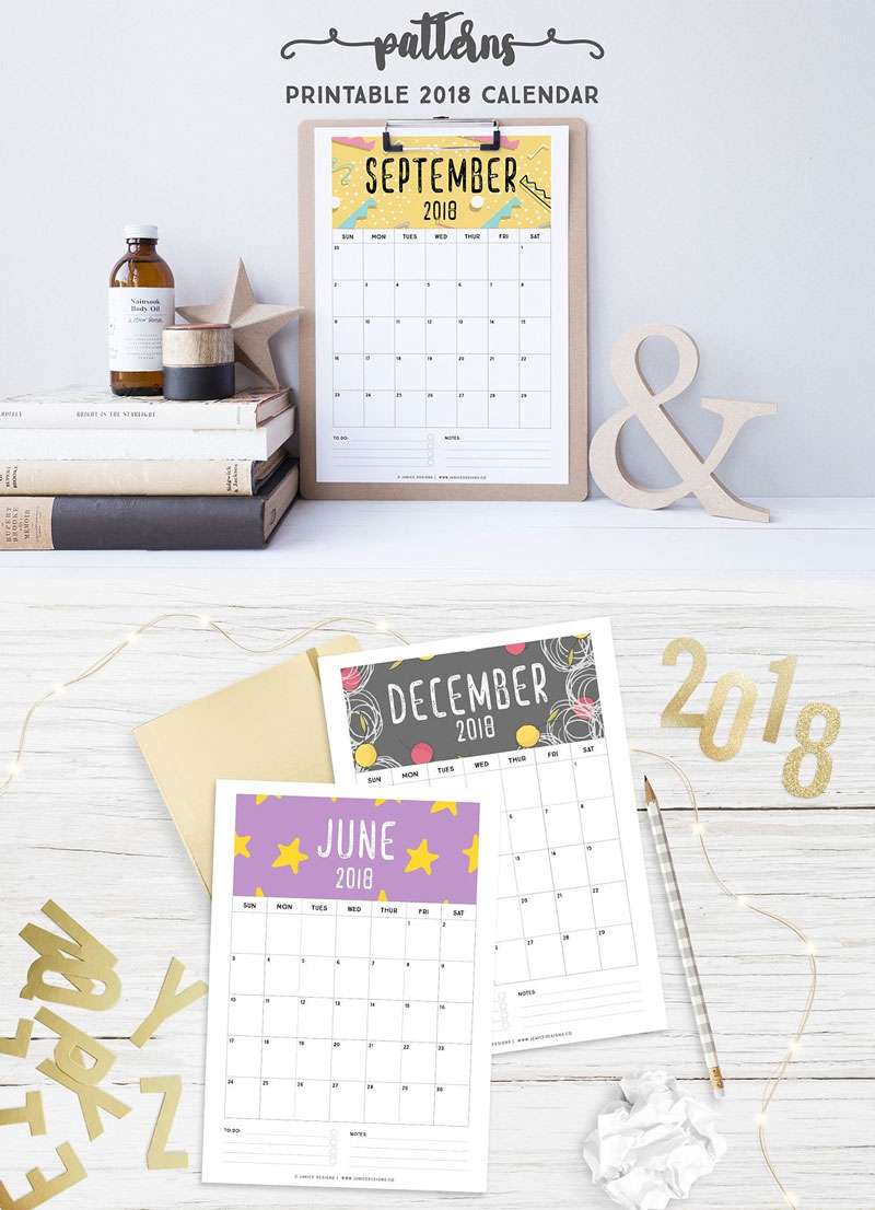 2018-Printable-Calendar-Patterns