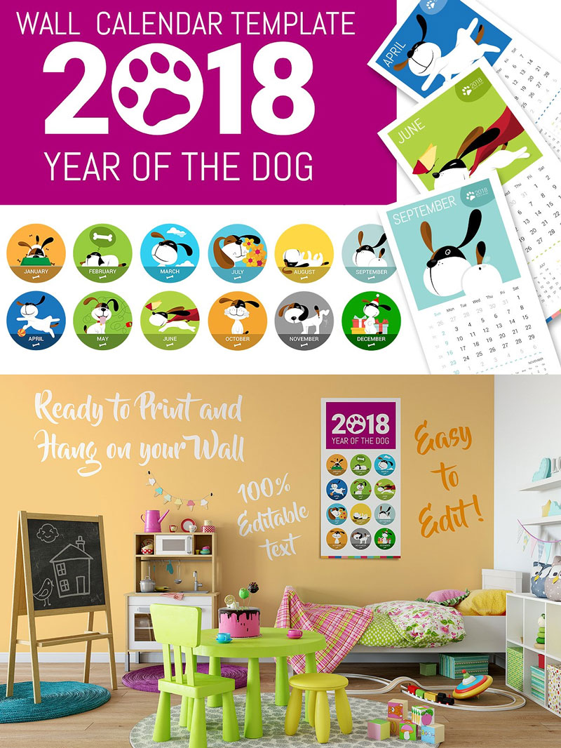 Cute-2018-Dog-Wall-Calendar-Template