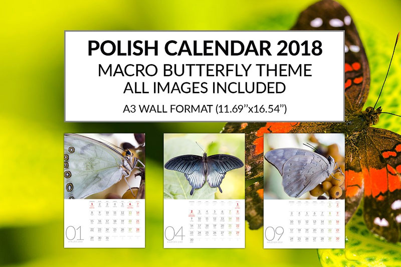 Polish-Calendar-2018-Template-Macro-Butterfly-Theme