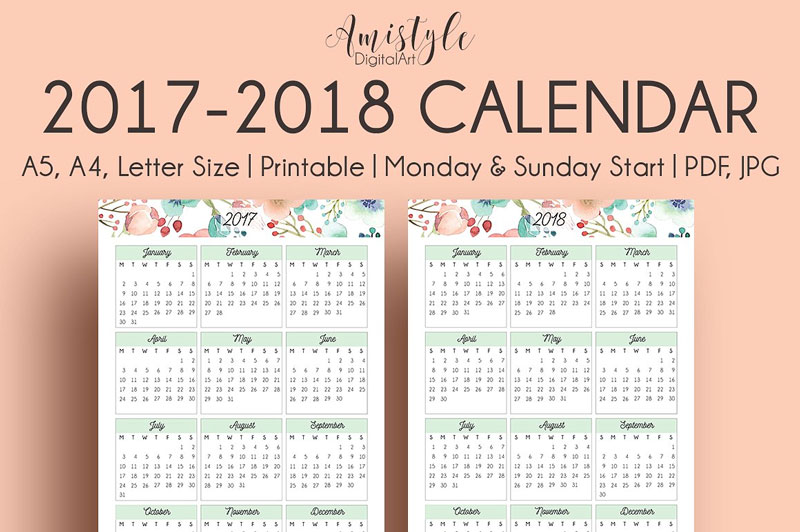 Watercolor-Floral-Printable-Calendar-2018-Design