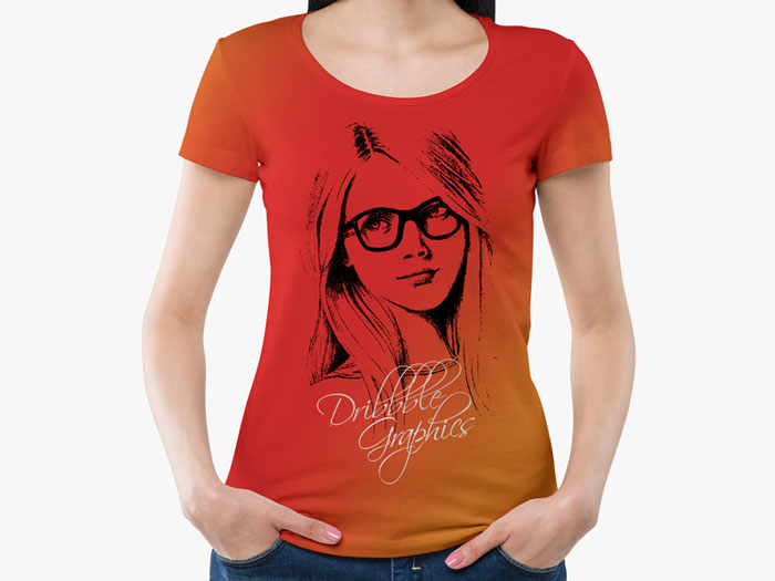 Free-Girl-Wearing-Round-Neck-T-Shirt-Mockup