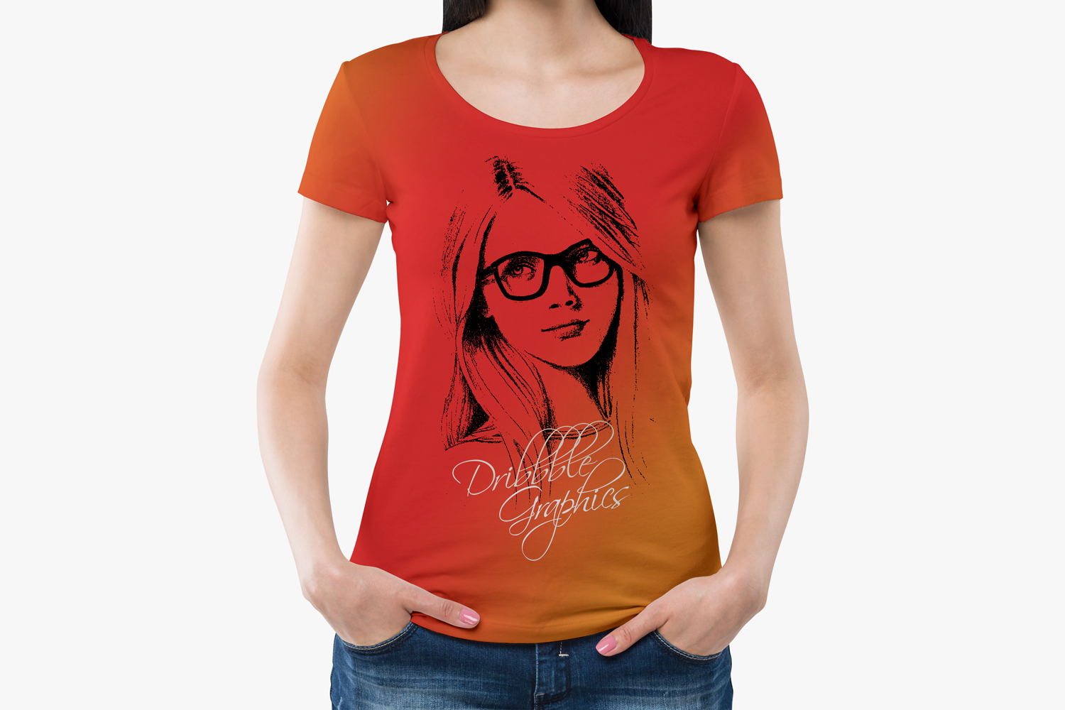 Free-Girl-Wearing-Round-Neck-T-Shirt-Mockup