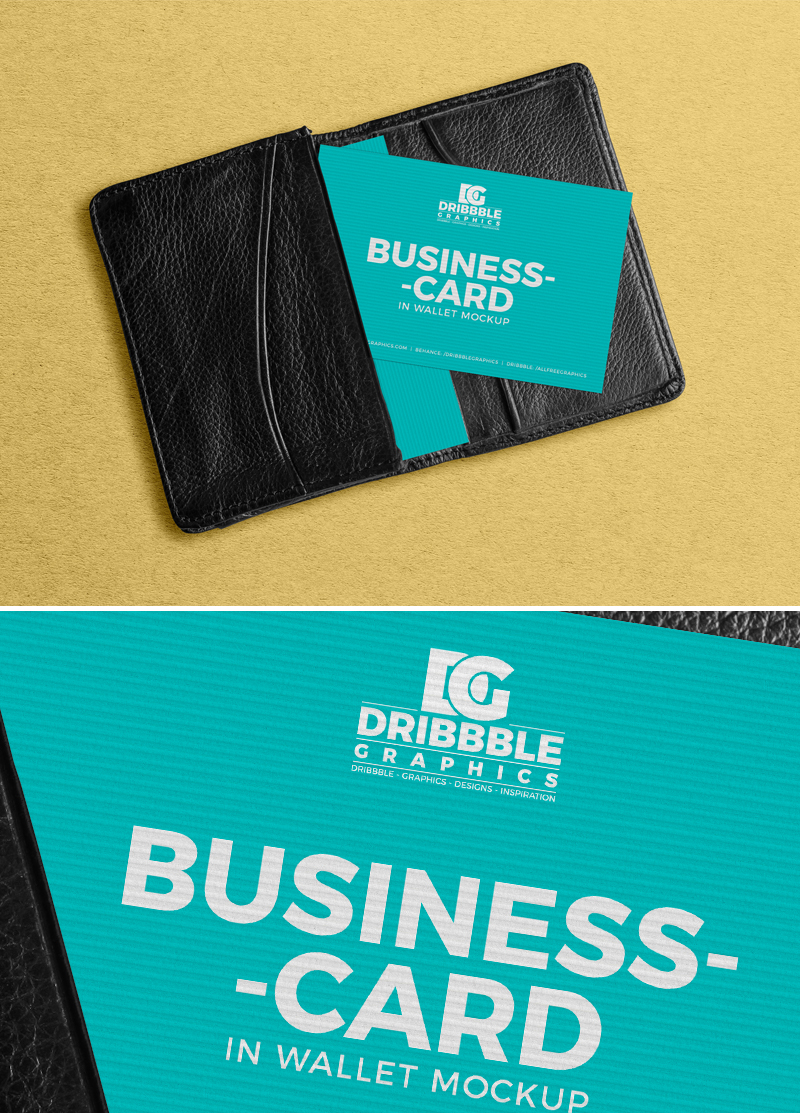 Download Free Business Card In Wallet Mockup Dribbble Graphics PSD Mockup Templates