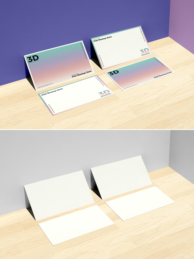 Free-Business-Card-on-Wooden-Background-Mockup