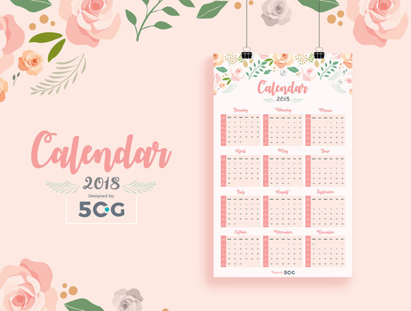 Free-One-Page-2018-Printable-Wall-Calendar-Design-Ai-Template