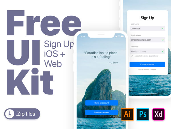 Free-Sign-Up-IOS-WEB-UI-Kit