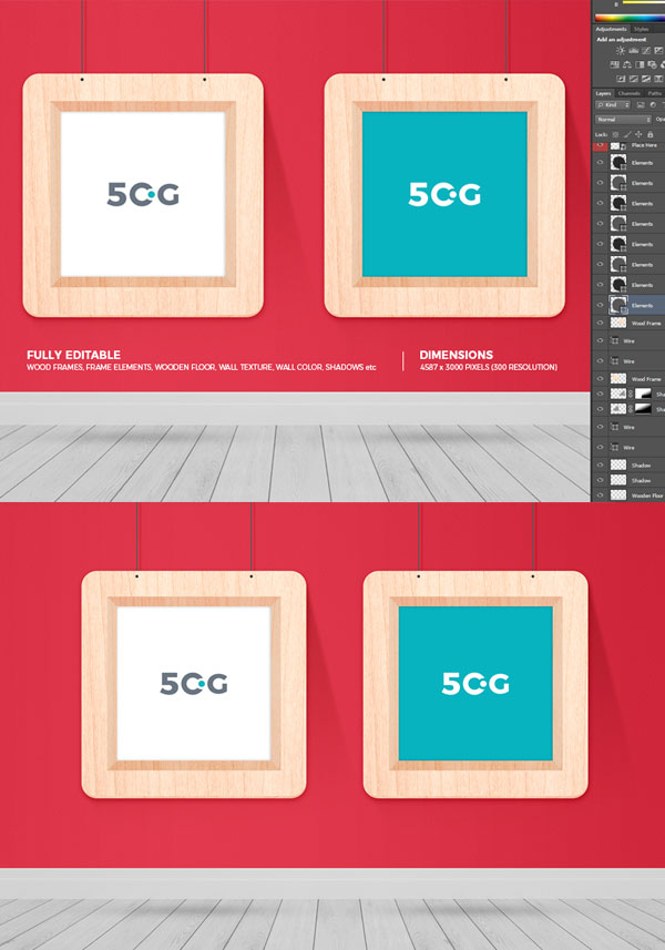 Free-Square-Round-Corner-Wood-Frame-PSD-Mockup