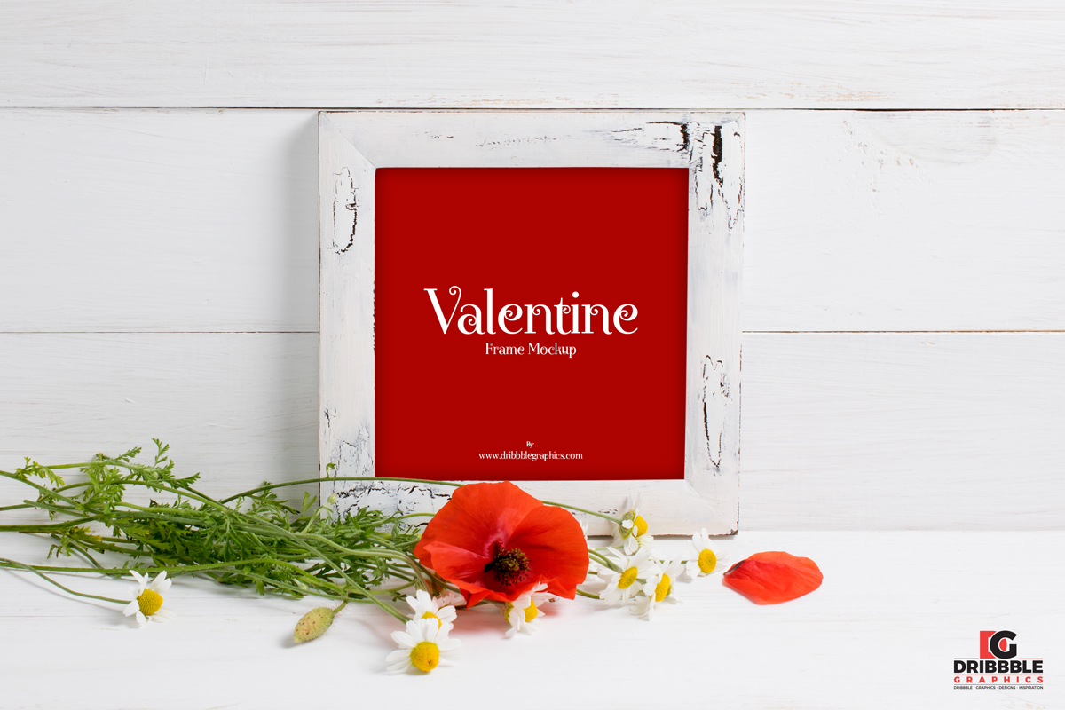 Free-Valentine-Red-Poppies-With-Frame-Mockup