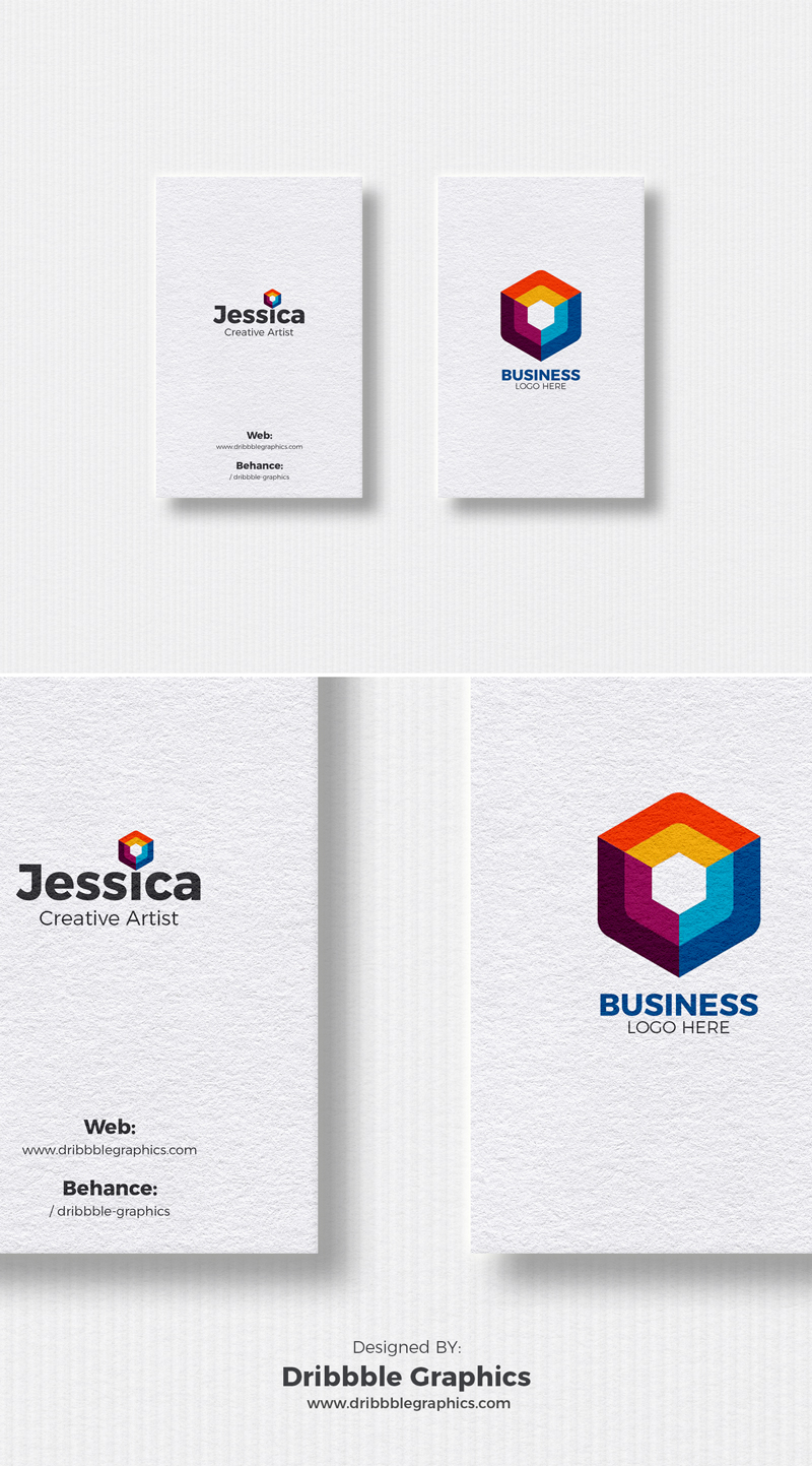 Download Free 2 Vertical Business Cards Mockup For Designers 2018 Dribbble Graphics PSD Mockup Templates