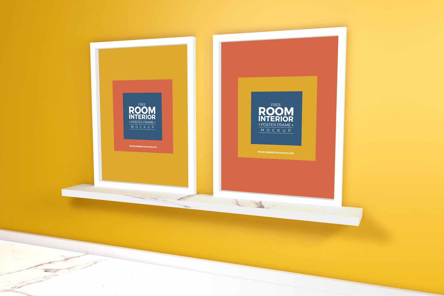 Free-Room-Interior-With-Marble-Floor-Poster-Frame-Mockup