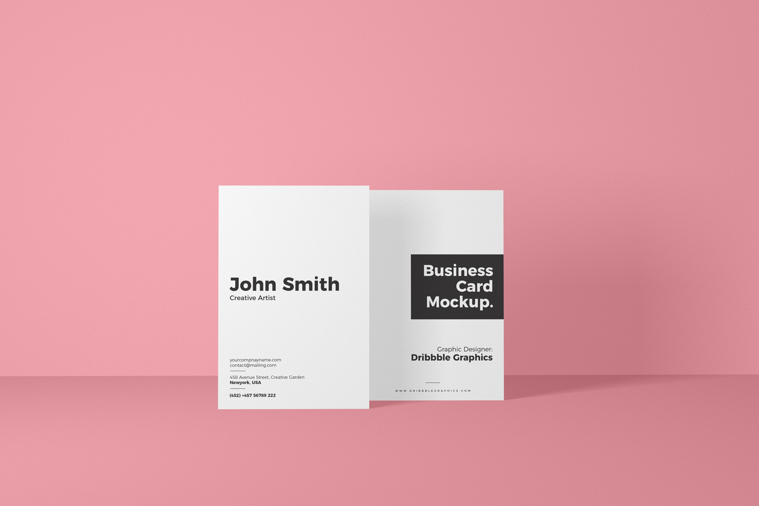 Download Free Vertical Front View Business Card Mockup Dribbble Graphics PSD Mockup Templates