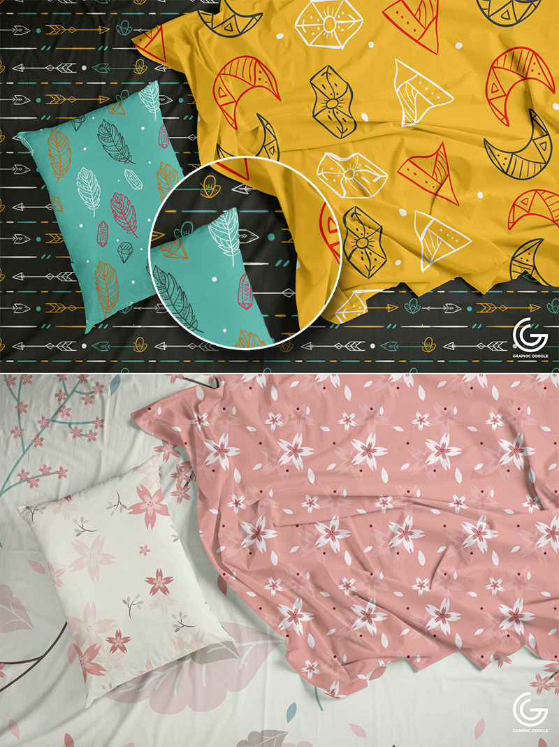 Download Free Psd Textile Complete Bedding Mockup Dribbble Graphics PSD Mockup Templates