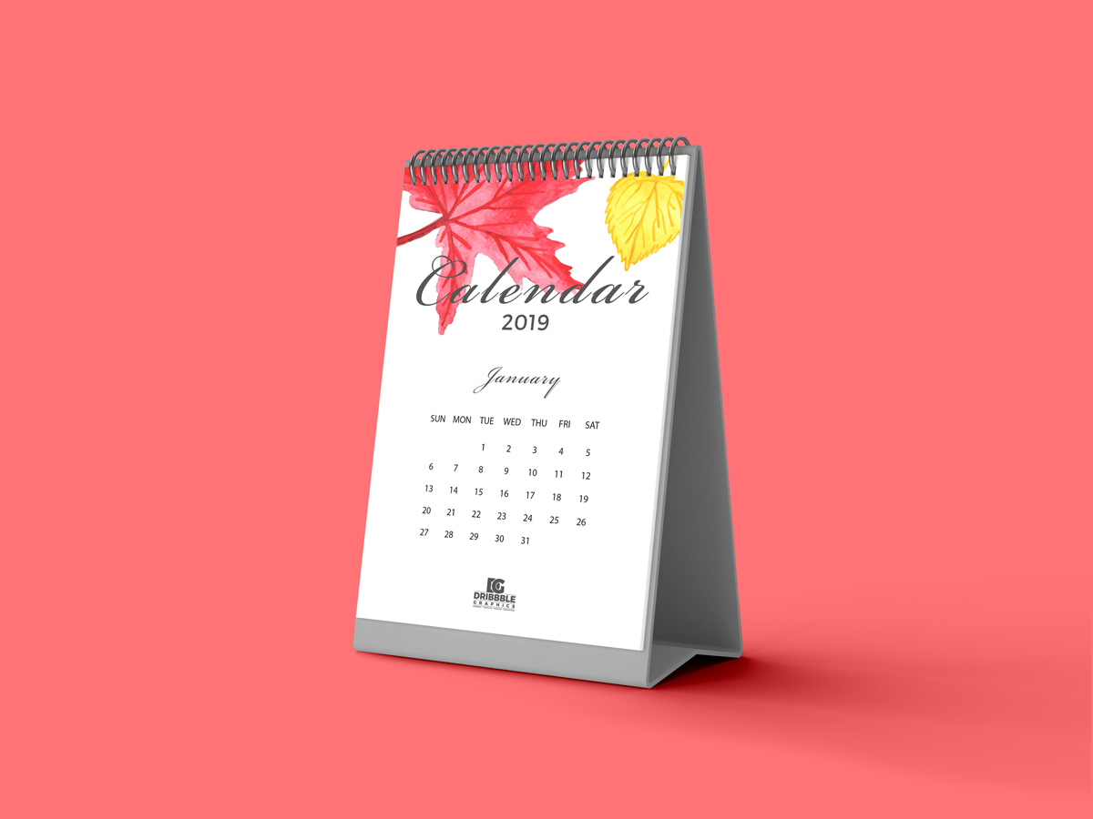 Download Free Calendar Mockup 2019 Dribbble Graphics PSD Mockup Templates