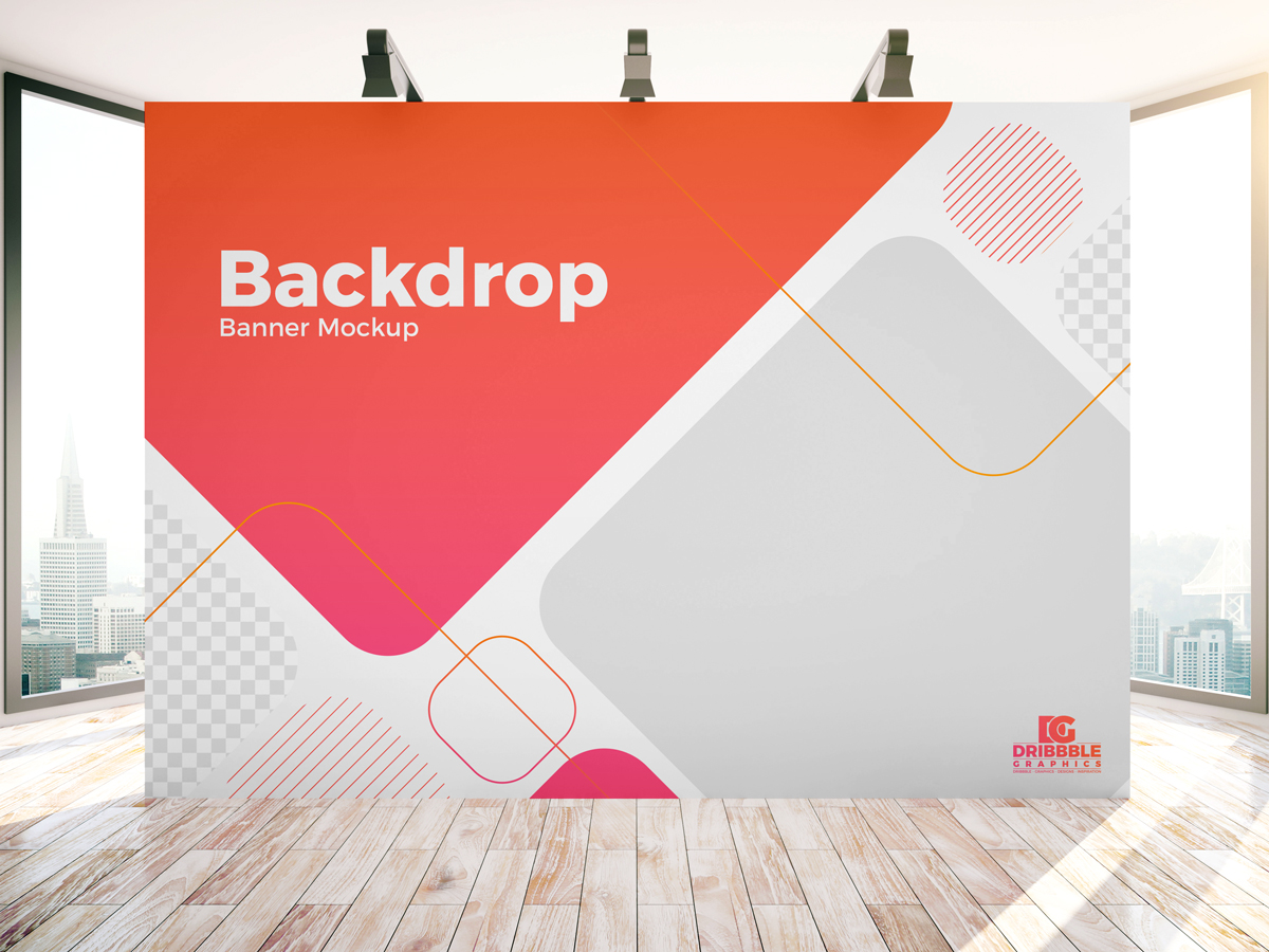 Free Indoor Advertisement Backdrop Banner Mockup PSD Dribbble Graphics