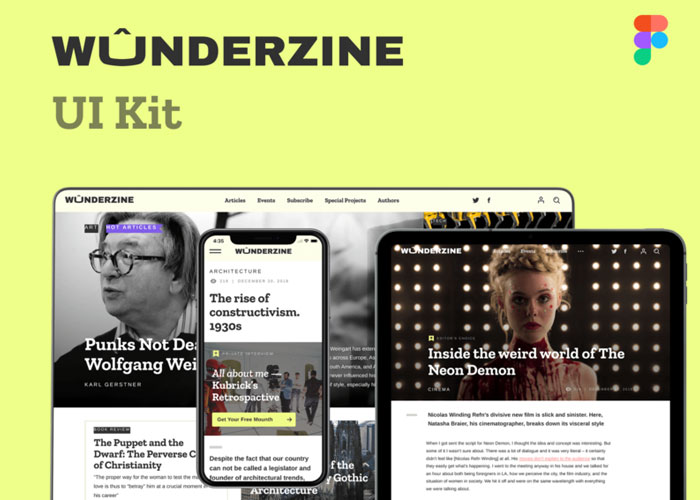Wunderzine-online-magazine-free-UI-Kit