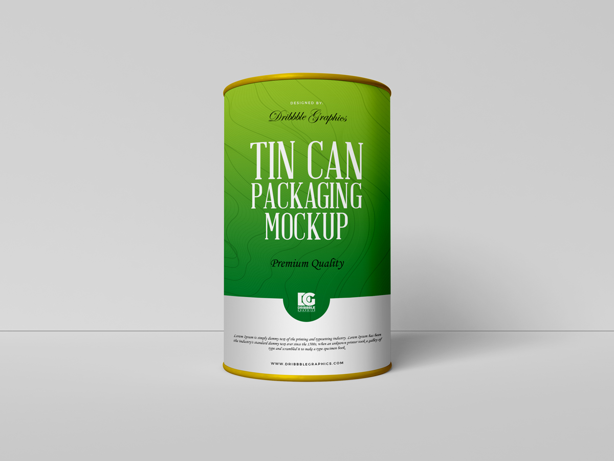 Download Free Cardboard Tin Can Packaging Mockup Psd Dribbble Graphics PSD Mockup Templates