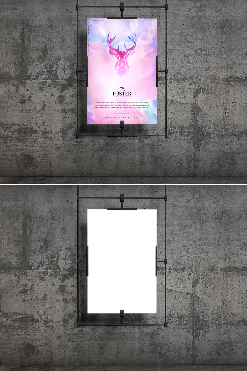 Free-Concrete-Wall-Hanging-Poster-Mockup