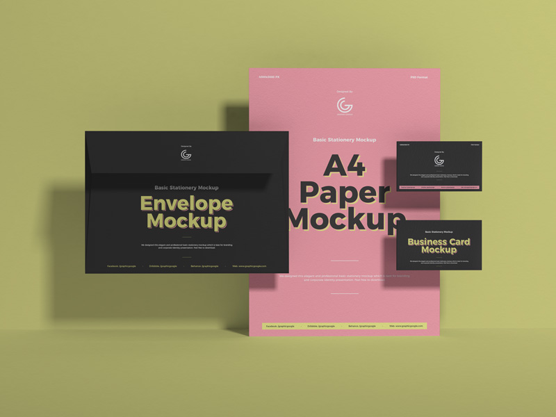 Download Free Brand Psd Stationery Mockup Design Dribbble Graphics PSD Mockup Templates