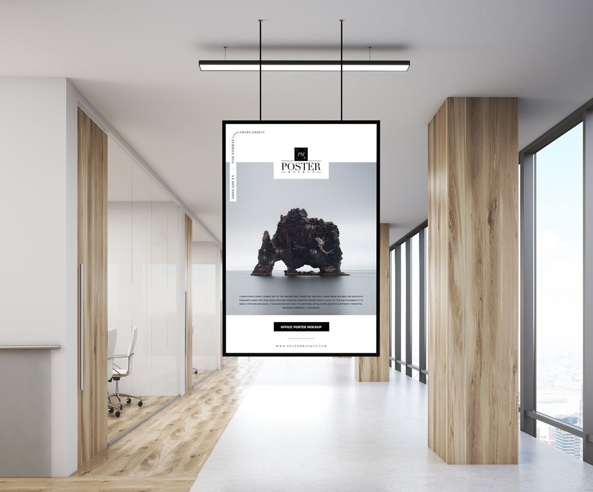 Free-Office-Indoor-Hanging-Poster-Mockup