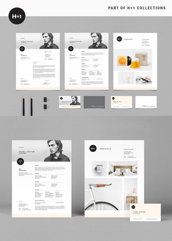 Clean-Resume-Template-With-Business-Card