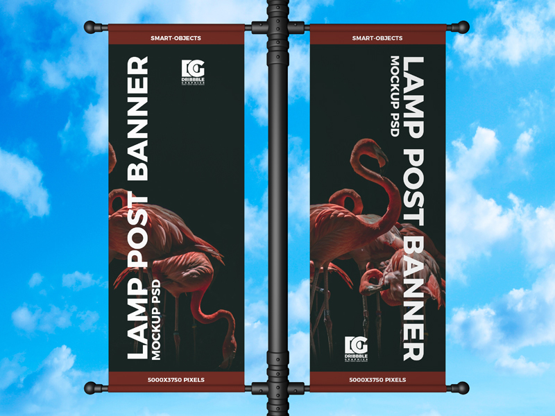 Free Lamp Post Banner Mockup Psd Dribbble Graphics