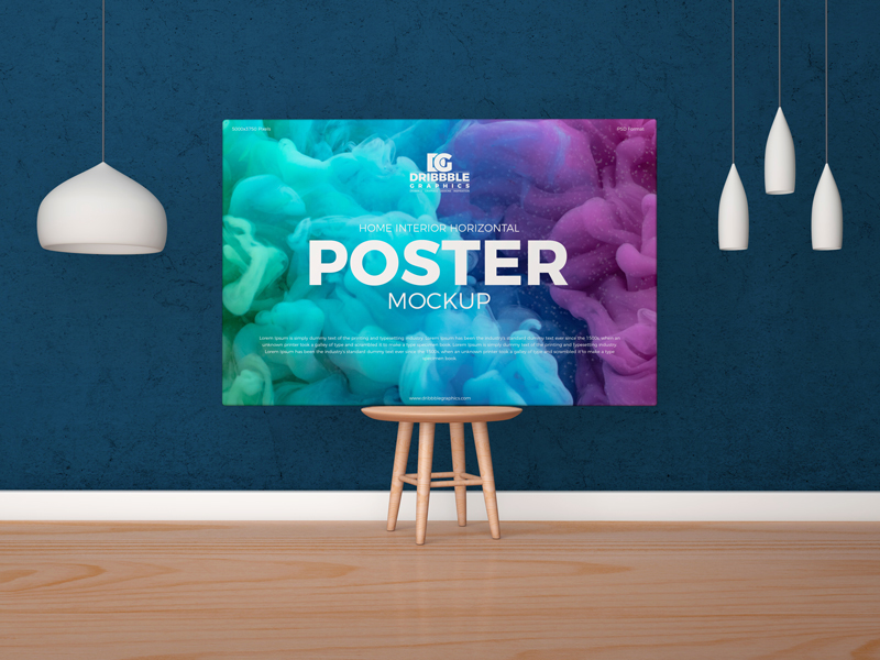 Free-Horizontal-Poster-Canvas-Mockup-on-Wooden-Chair