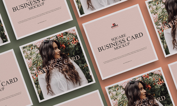 Free Square Business Card Mockup PSD | Dribbble Graphics