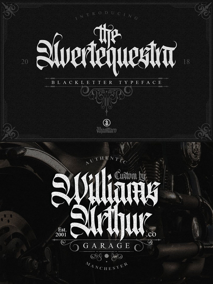 Avertequestra-Typeface-with-Blackletter