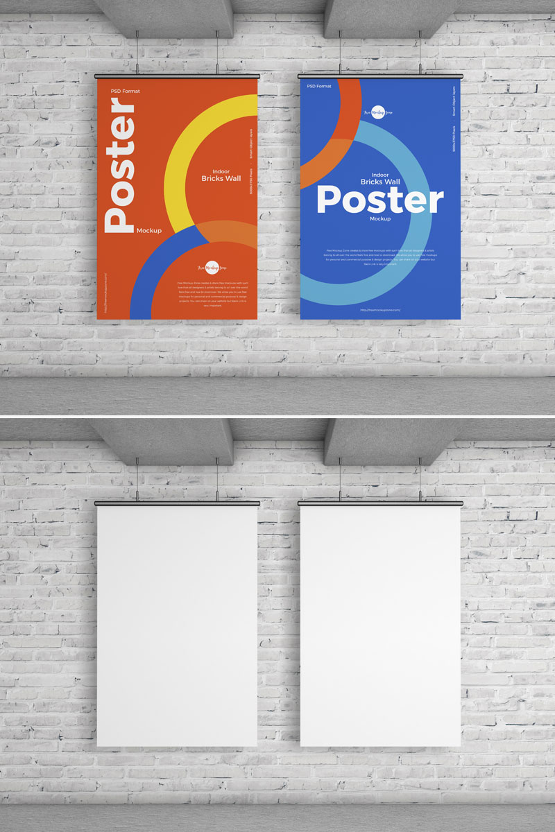 Free-Bricks-Wall-Hanging-Poster-Mockup