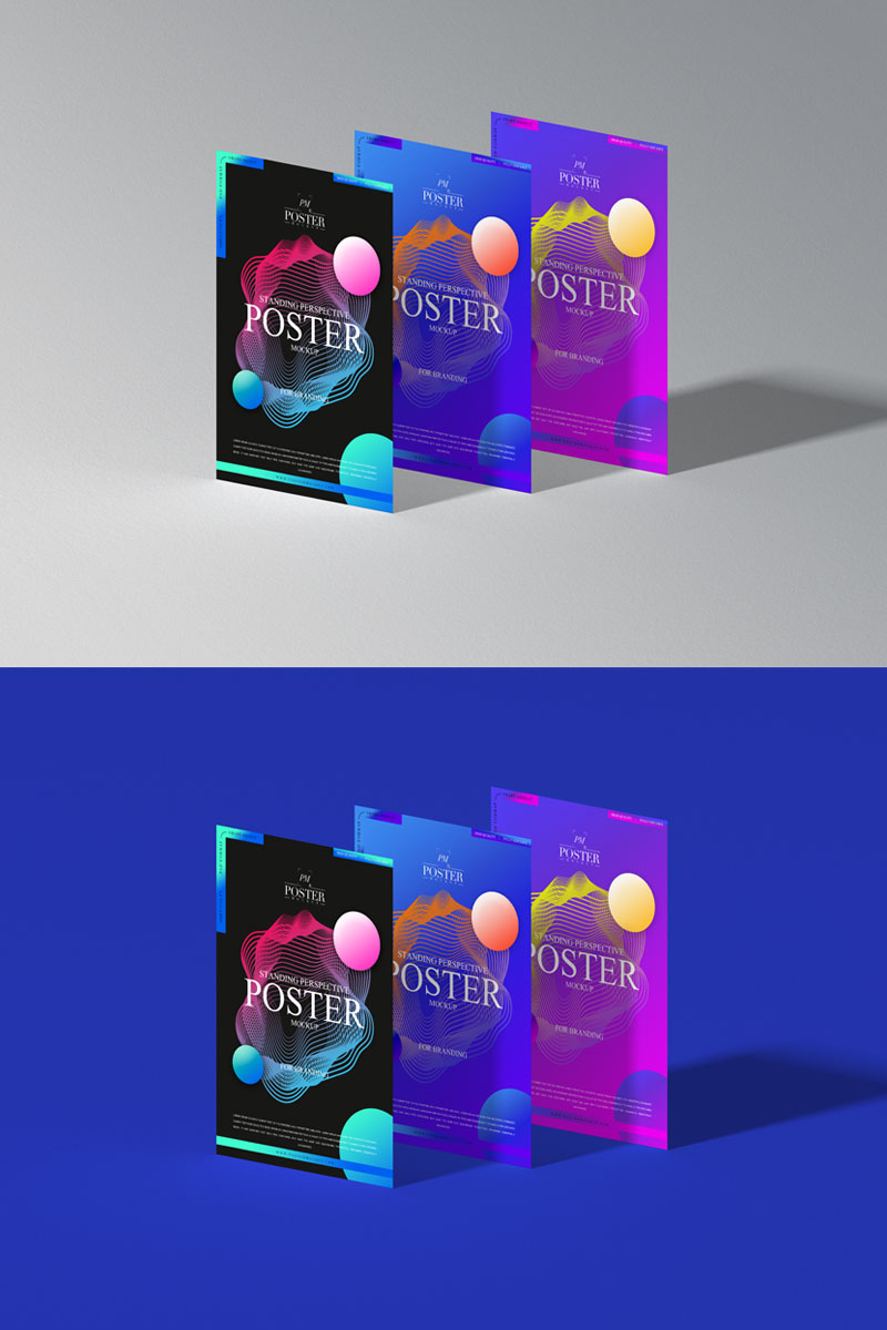 Download Free Modern Elegant Standing Poster Mockup Psd Dribbble Graphics PSD Mockup Templates