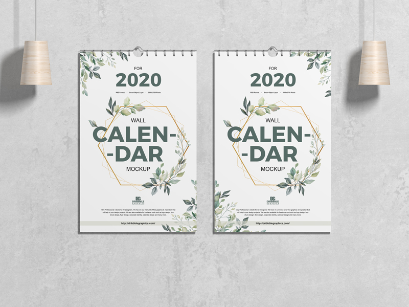 Download Free Wall Calendar Mockup Psd For 2020 Dribbble Graphics Yellowimages Mockups