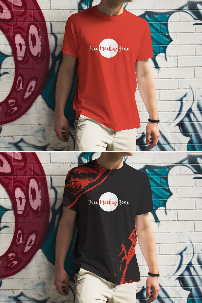 Free-Street-Boy-Wearing-T-Shirt-Mockup