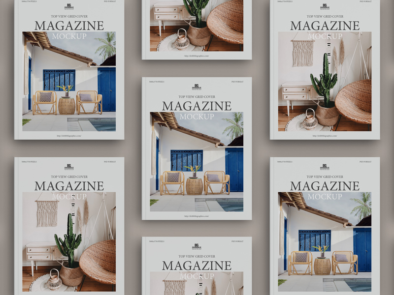 Free-Top-View-Grid-Cover-Magazine-Mockup