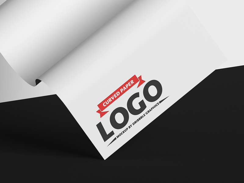 Free-Curved-Paper-Logo-Mockup