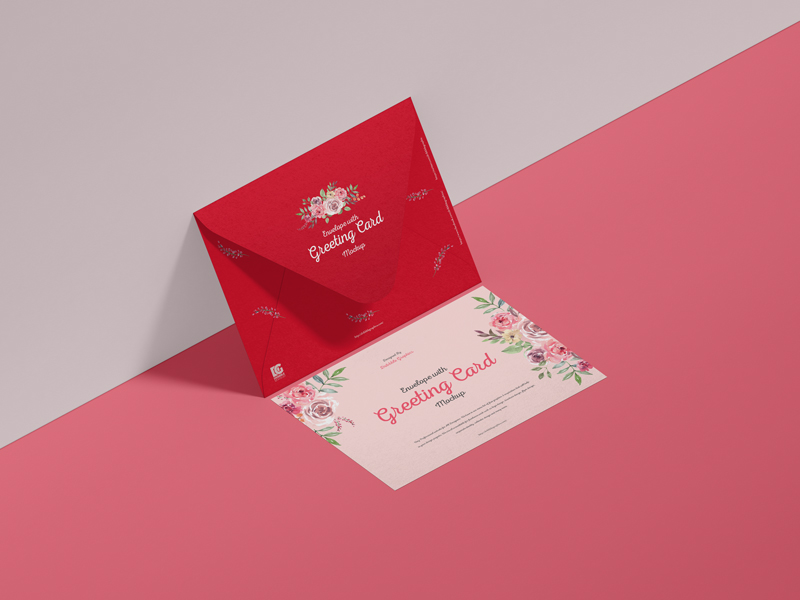 Free-Envelope-With-Greeting-Card-Mockup