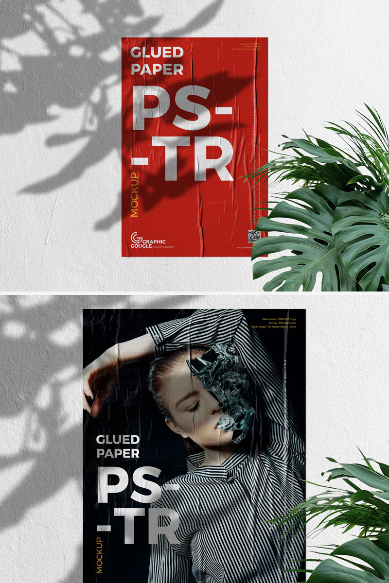 Download Free Glued Paper Poster On Concrete Wall Mockup Dribbble Graphics PSD Mockup Templates