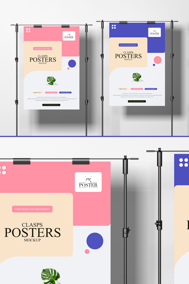 Download Free Modern Clasps Posters Mockup Dribbble Graphics PSD Mockup Templates