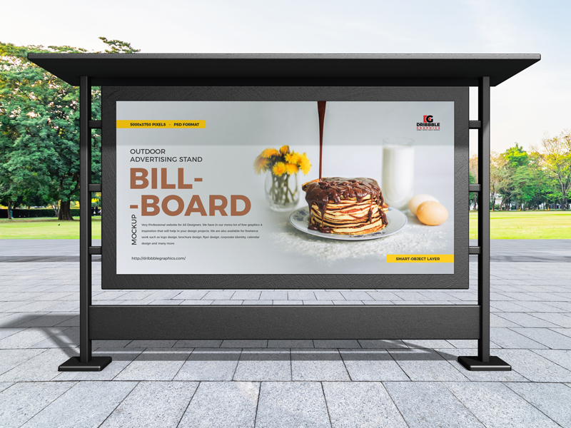 Smart Object Poster Display Stand Mockup, Graphics