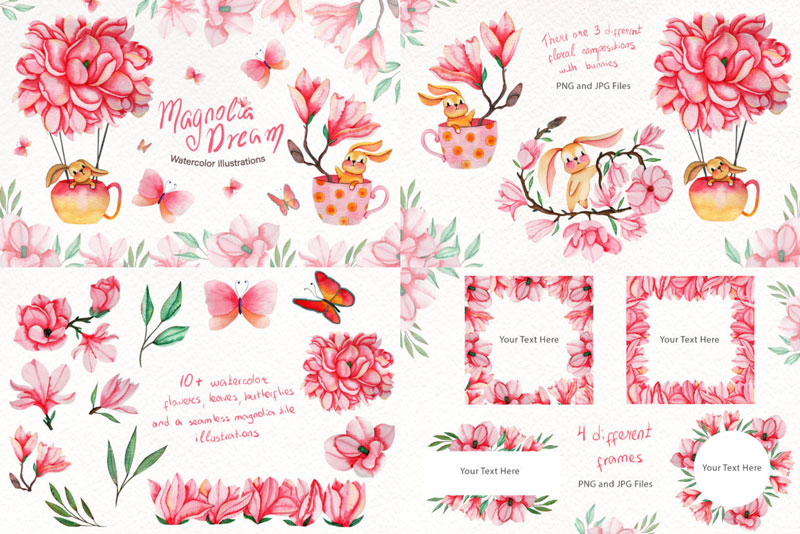 Magnolia-Dream-Watercolor-Illustrations